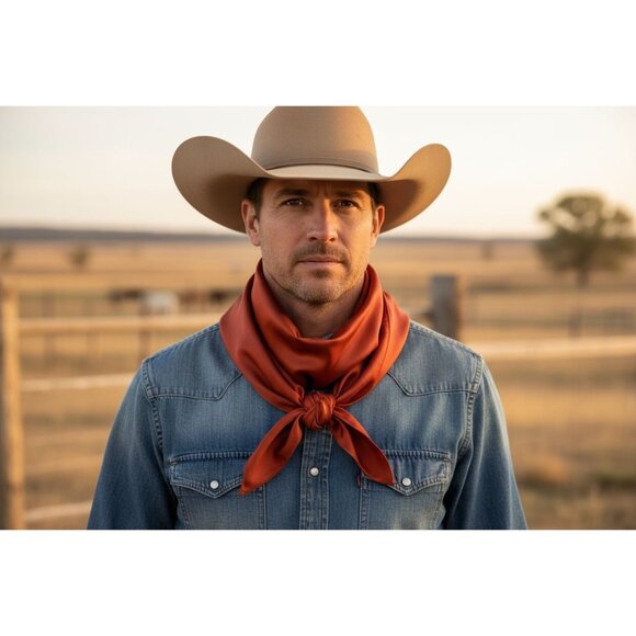 Rust Wild Rag Scarf 35x35 Satin Western Cowgirl Cowboy Bandana - Picture 9 of 10